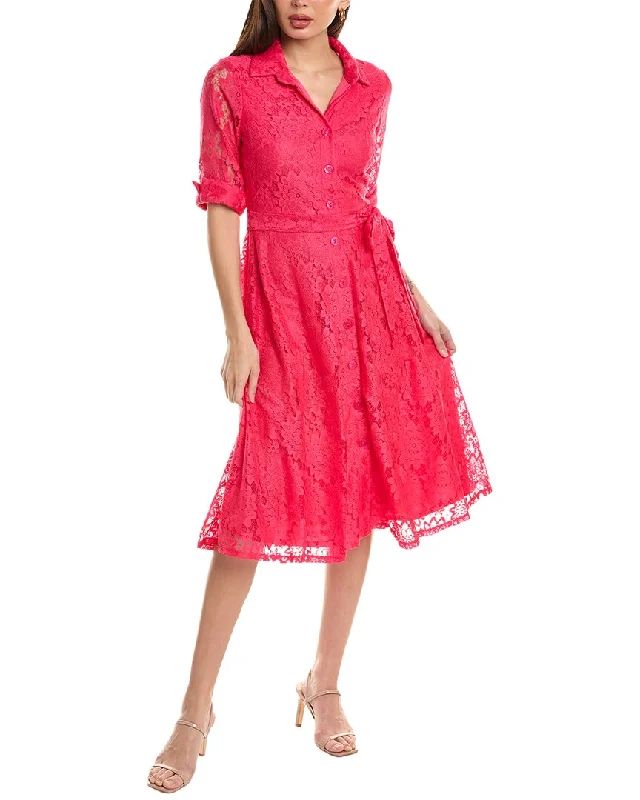 Women's shirt dress utility pocket -Maison Tara Lace Shirtdress