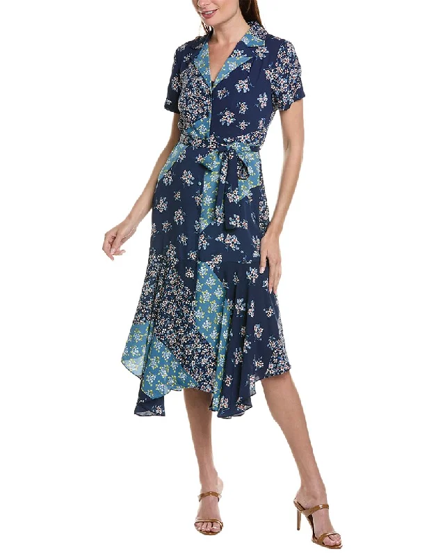 Women's shirt dress two piece look -Nanette Nanette Lepore Printed Crepe Chiffon Shirtdress