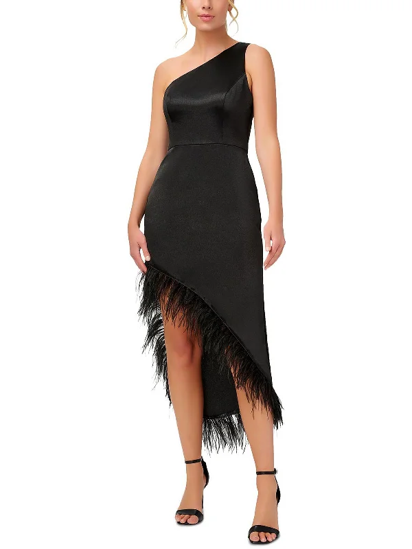 Ladies party dress indigo -Womens Fringe Hem Asymmetrical Cocktail and Party Dress