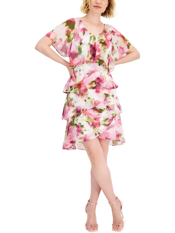 Ladies party dress cruise party -Womens Chiffon Floral Cocktail and Party Dress