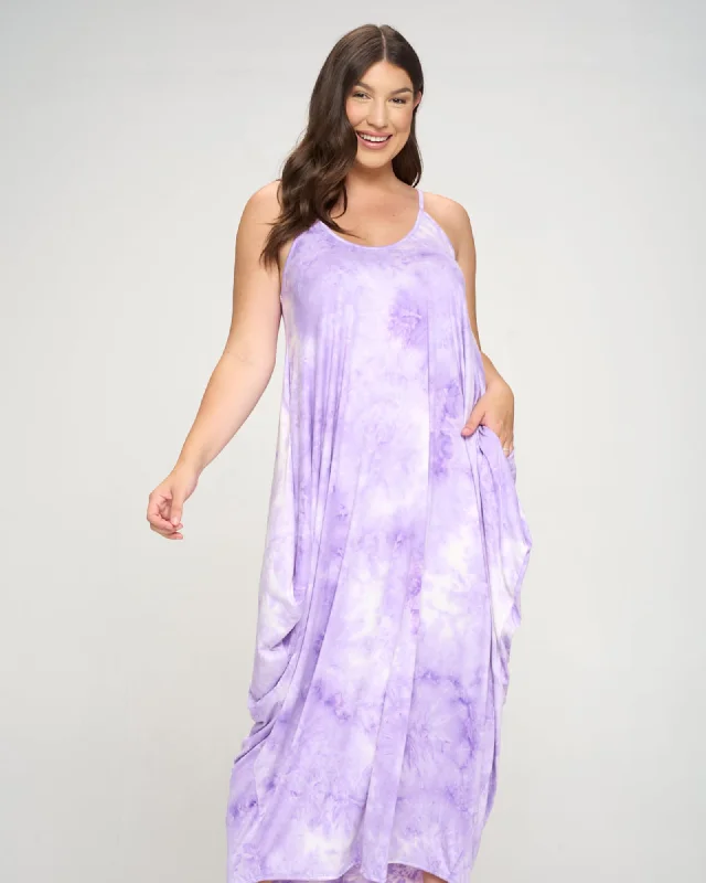 Women's maxi dress blue -Remi Tie Dye Maxi Dress | Lilac/White Tie Dye