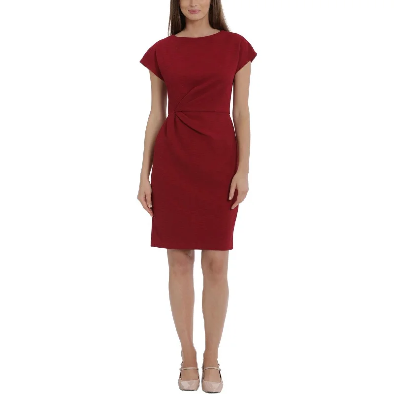 Ladies sleeveless dress relaxed fit -Womens Ruched Sleeveless Sheath Dress