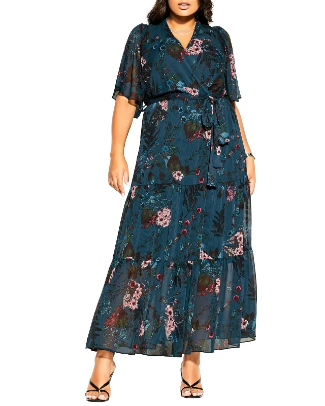 Women's maxi dress modern -Flora Botanica Maxi Dress | Teal / Pink