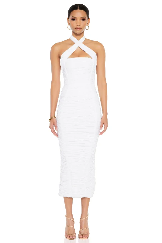 Ladies midi dress chiffon -Nookie Monroe Midi Dress - White