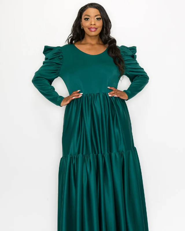 Women's maxi dress embroidered -Isabel Tiered Maxi Dress | Emerald