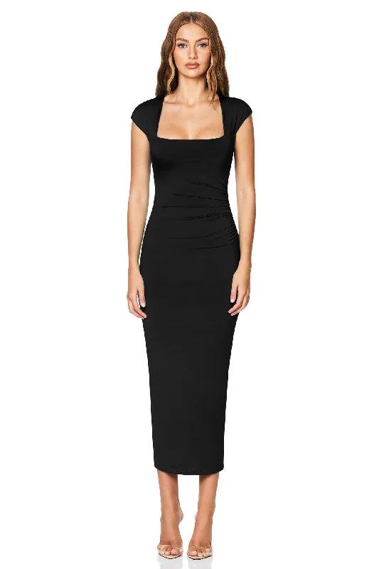 Ladies midi dress spring -Nookie Dare Cap Sleeve Midi Dress - Black