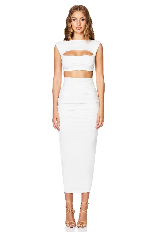 Ladies midi dress neutral -Nookie Enigma Cut Out Midi Dress - Ivory