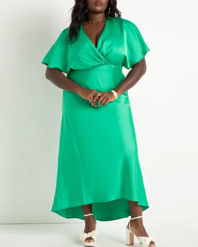 Women's maxi dress birthday -Kimono Sleeve Maxi Dress- Bright Green | Bright Green