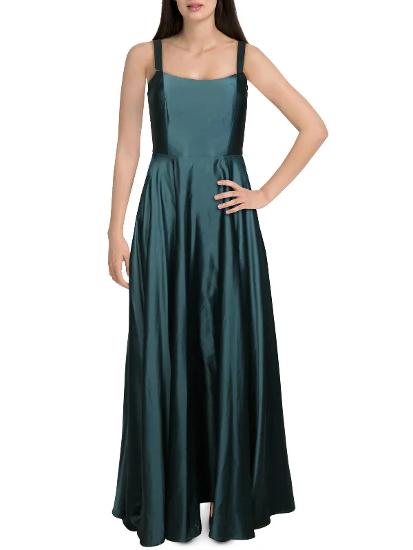 Ladies sleeveless dress comfy -Juniors Womens Satin Sleeveless Evening Dress