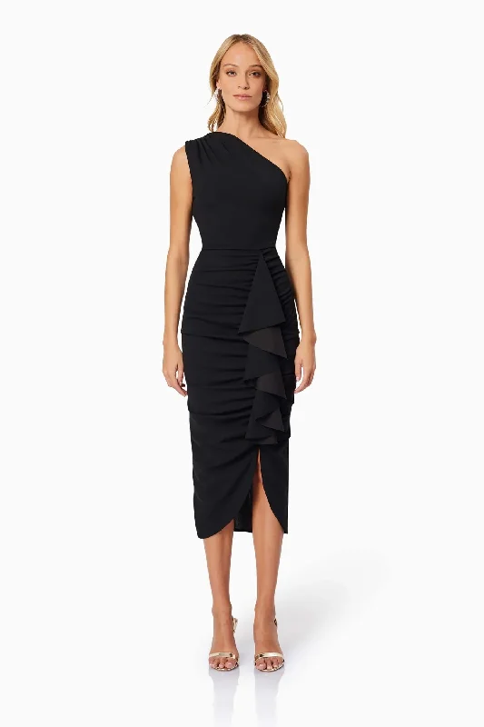 Ladies midi dress business casual -Jade Midi Dress - Black