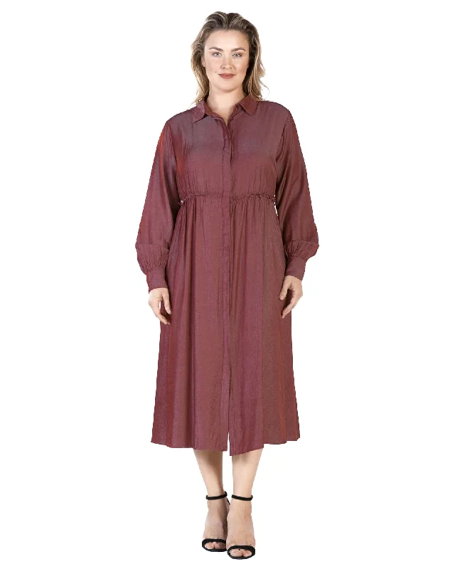 Women's maxi dress checkered -Lyla Button Front Maxi Dress | Merlot