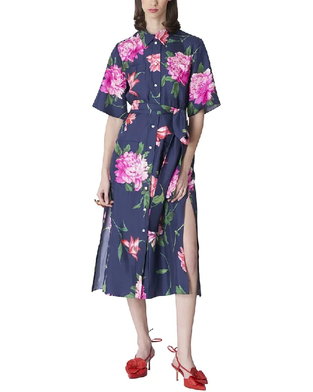 Women's shirt dress preppy -Carolina Herrera Silk Shirtdress