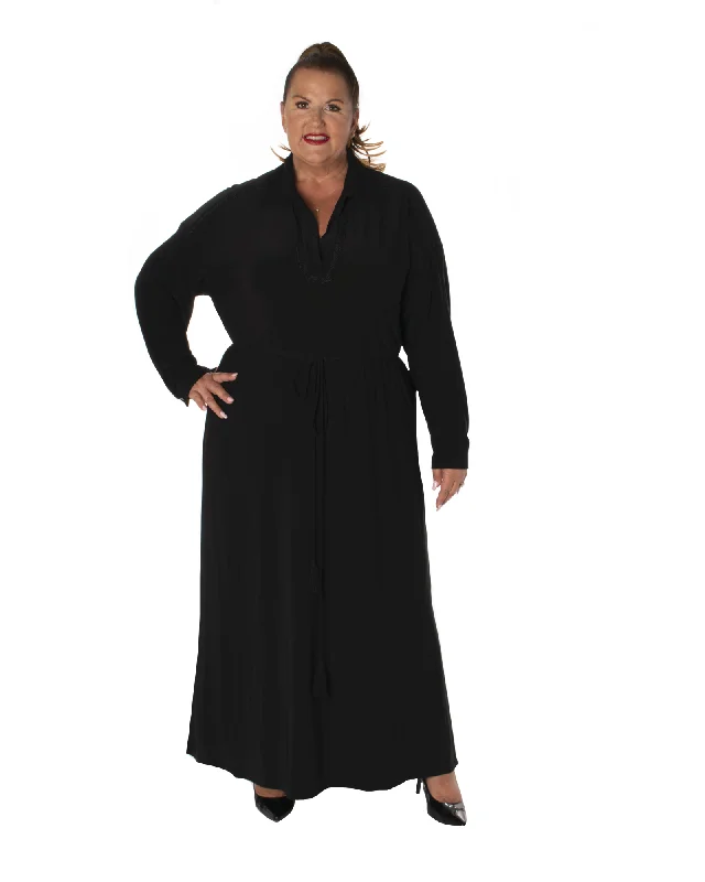 Women's maxi dress zip up -Mariah Maxi Dress | Black