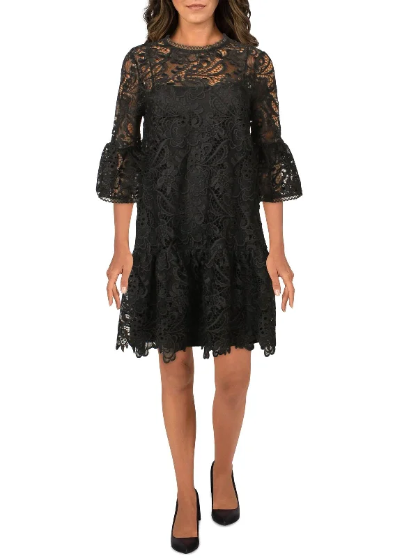 Ladies party dress short -Womens Floral Lace Cocktail and Party Dress