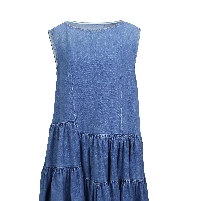 Ladies sleeveless dress pencil -Mm6 Maison Margiela Denim Sleeveless Dress - Blue