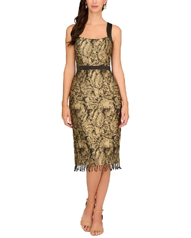 Ladies sleeveless dress crisscross -Aidan Mattox Jacquard Sleeveless Dress