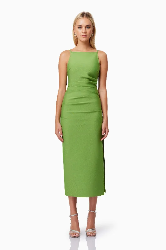 Ladies midi dress slimming -Rose Midi Dress - Green