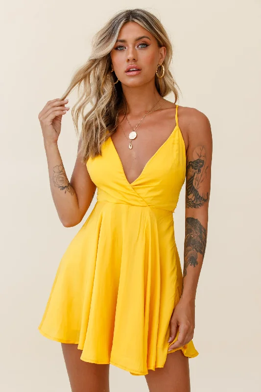 Ladies party dress festival night -Secret Place Strappy Tie Back Party Dress Yellow