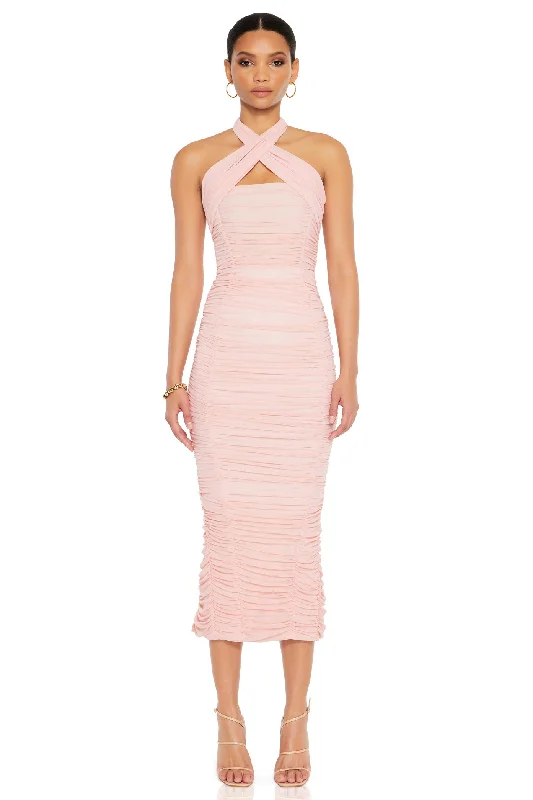 Ladies midi dress sapphire -Nookie Monroe Midi Dress - Baby Pink