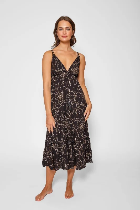 Ladies midi dress special occasion -Miami Shine Tiered Midi Dress