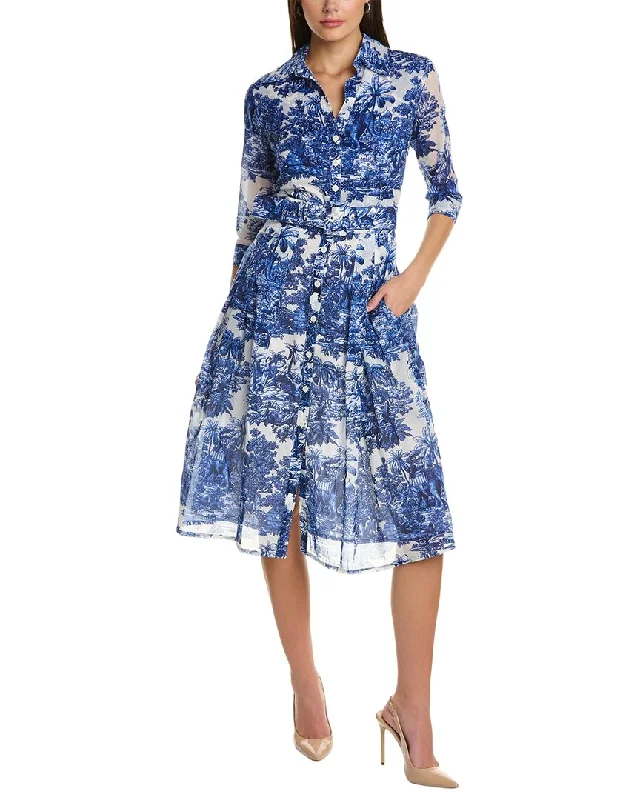 Women's shirt dress cut out -Samantha Sung Audrey 3 Silk Shirtdress