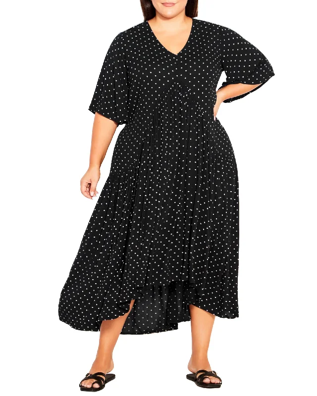 Women's maxi dress one shoulder -Val Crinkle Maxi | Pin Dot