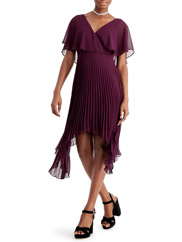 Ladies party dress maroon -Womens Drapey Handkerchief Hem Cocktail and Party Dress