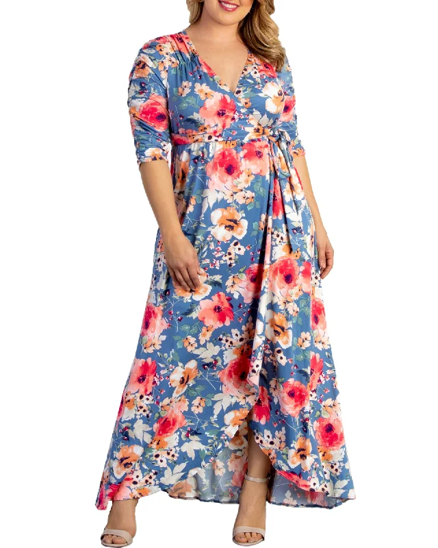 Women's maxi dress low cut -Meadow Dream Maxi Dress | DAYDREAM BLUE BOUQUET