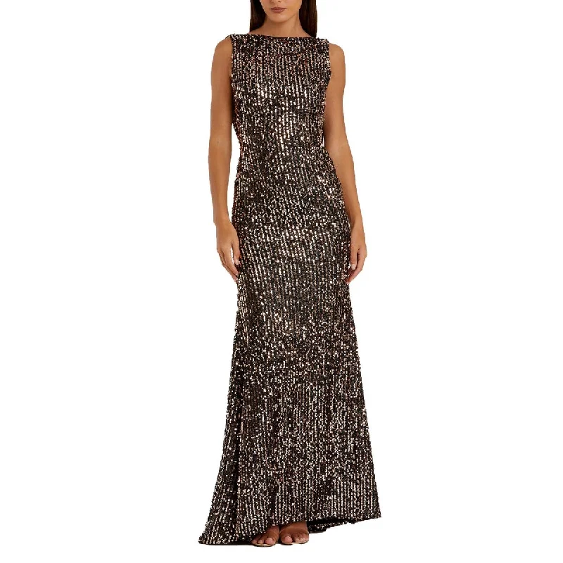 Ladies sleeveless dress road trip -Womens Sequined Sleeveless Evening Dress