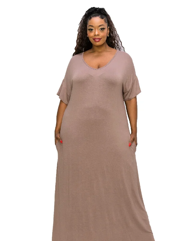 Women's maxi dress satin -Scarlett Maxi Dress | Dk Taupe