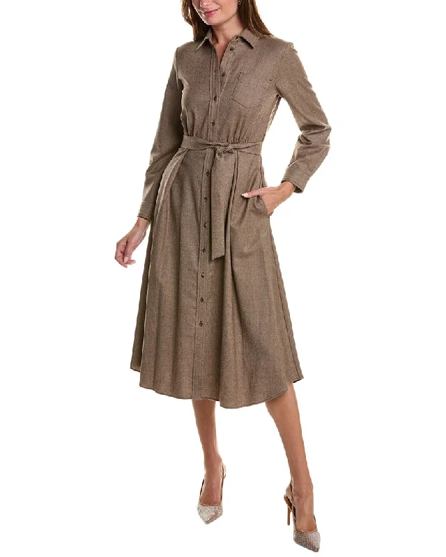 Women's shirt dress distressed -Weekend Max Mara Auronzo Wool-Blend Shirtdress