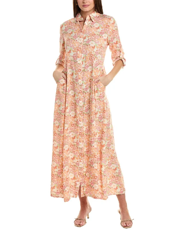 Women's shirt dress straight hem -ANNA KAY Fleurs Shirtdress