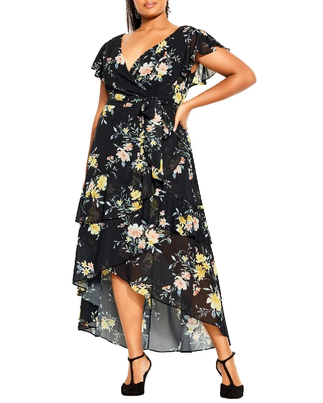 Women's maxi dress smocked -Flirty Tier Maxi Dress | Watercolour Floral