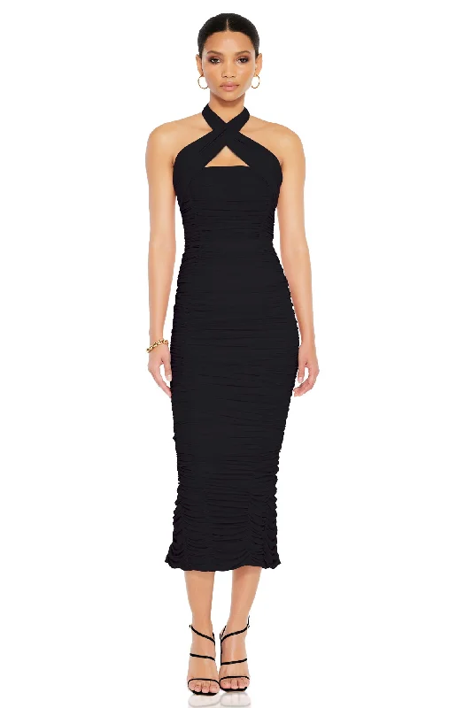 Ladies midi dress night out -Nookie Monroe Midi Dress - Black