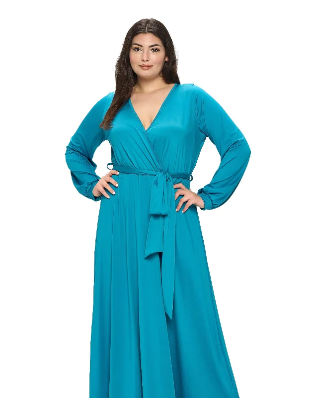 Women's maxi dress gold -Espinoza Surplice Maxi Dress | Teal