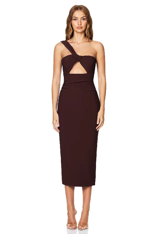 Ladies midi dress trendy 2025 -Nookie Tease Midi Dress - Cocoa