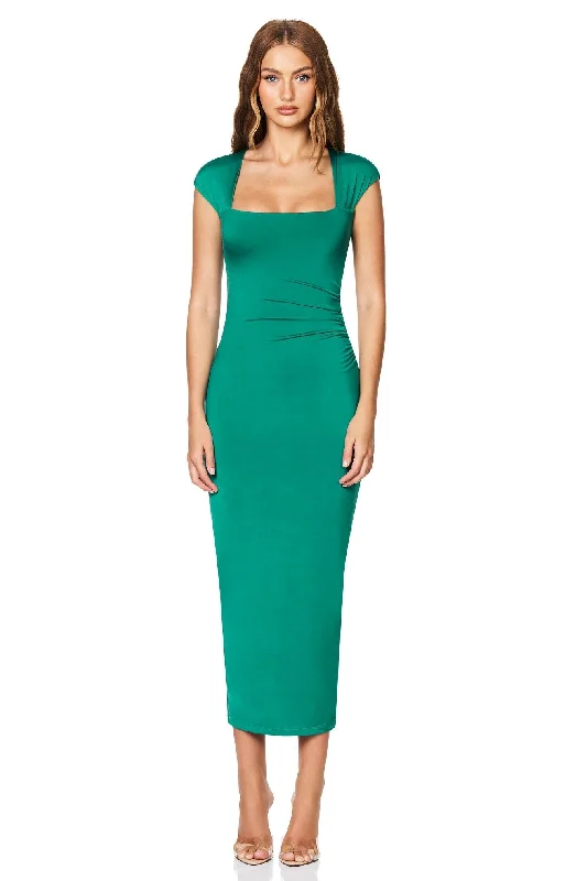 Ladies midi dress blue -Nookie Dare Cap Sleeve Midi Dress - Emerald