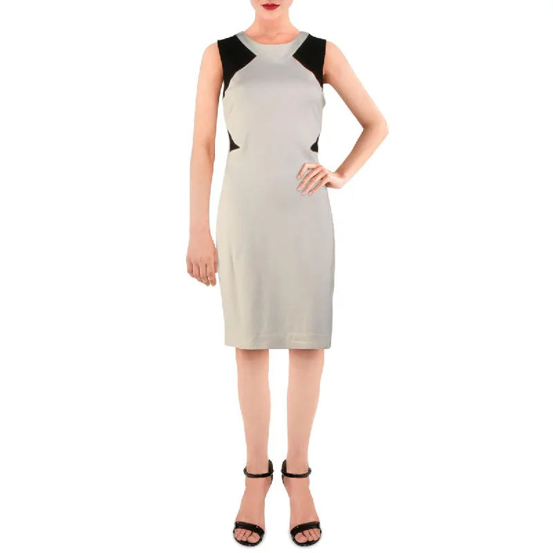 Ladies sleeveless dress ombre -Womens Colorblock Sleeveless Sheath Dress