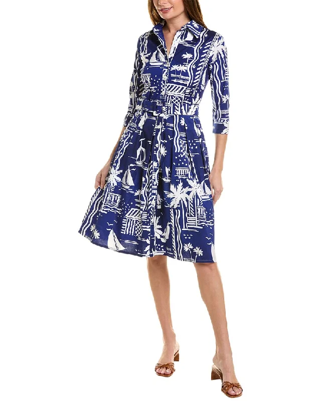 Women's shirt dress chest pocket -Samantha Sung Audrey 1 3/4-Sleeve Shirtdress