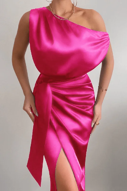 Ladies midi dress date night -Kharisma Midi Dress - Hot Pink