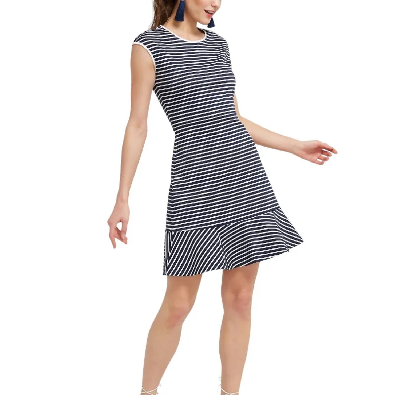 Ladies sleeveless dress gala -Stripe Sleeveless Dress In Nassau Navy Multi