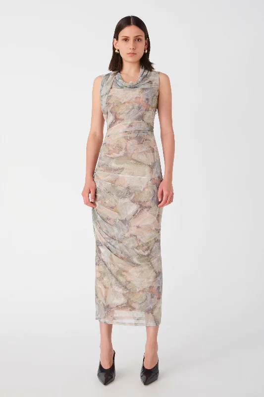 Ladies midi dress spring -Misha Breslin Midi Dress - Dream Print