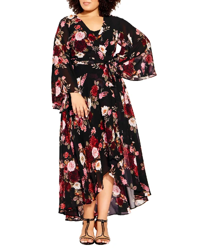 Women's maxi dress retro -Marley Paradise Floral Maxi Dress | Black / Red