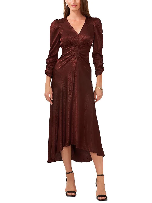 Ladies party dress taupe -Womens Ruched Long Cocktail And Party Dress