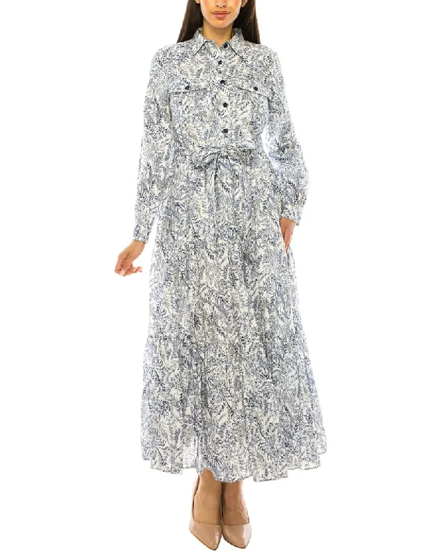 Women's shirt dress cheap -YAL New York Leaf Print Linen Shirtdress