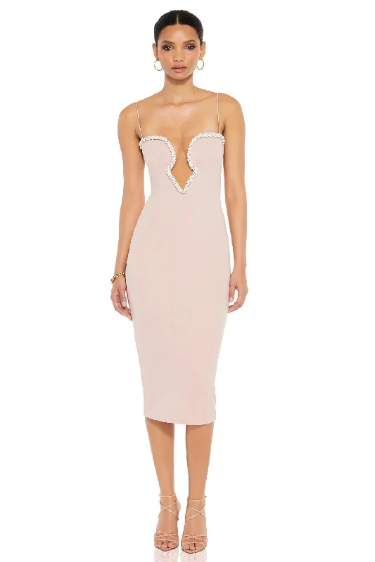 Ladies midi dress neutral -Nookie Adorn Midi Dress - Dream