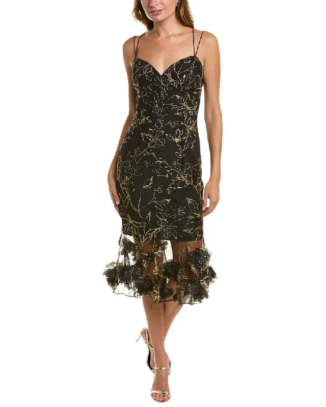 Ladies sleeveless dress cocoon -Marchesa Notte Sleeveless Lace Dress