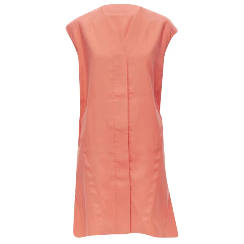 Ladies sleeveless dress overlay -Marni cotton silk pleated bubble back boxy sleeveless dress