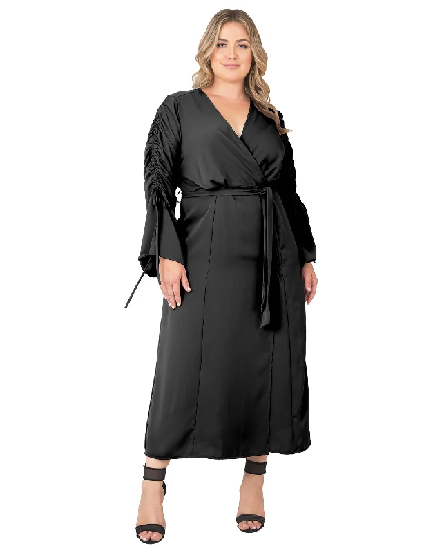 Women's maxi dress faded -Kimberly Wrap Maxi Dress | BLACK