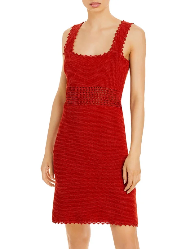 Ladies sleeveless dress radiant -Womens Crochet Sleeveless Sweaterdress